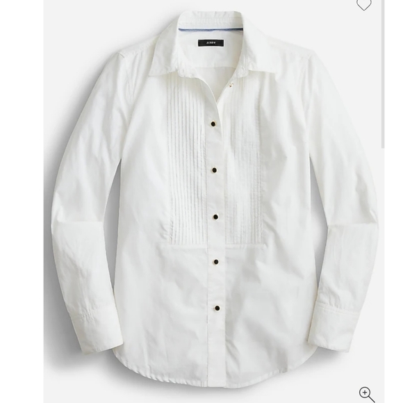 J.Crew Tuxedo White Shirt Size 10 Slim-fit Cotton Poplin NWT New Office Preppy - Picture 5 of 7